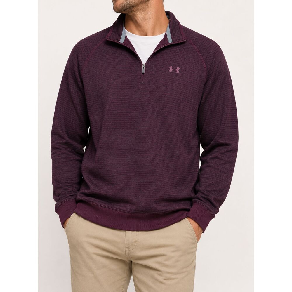 Under Armour ColdGear Men's XXL Burgundy Stripe Heather 1/4 Zip Pullover
